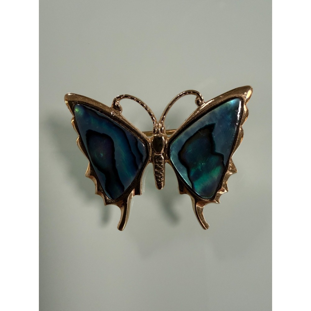 Vintage Gold-plated Paua Shell Butterfly Brooch